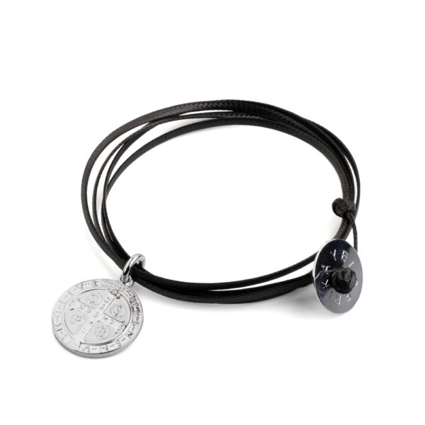 Pulsera Masculina San Benito hilos de algodón negro.